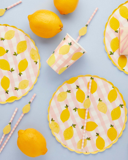 Lemon & Gingham Paper Plates