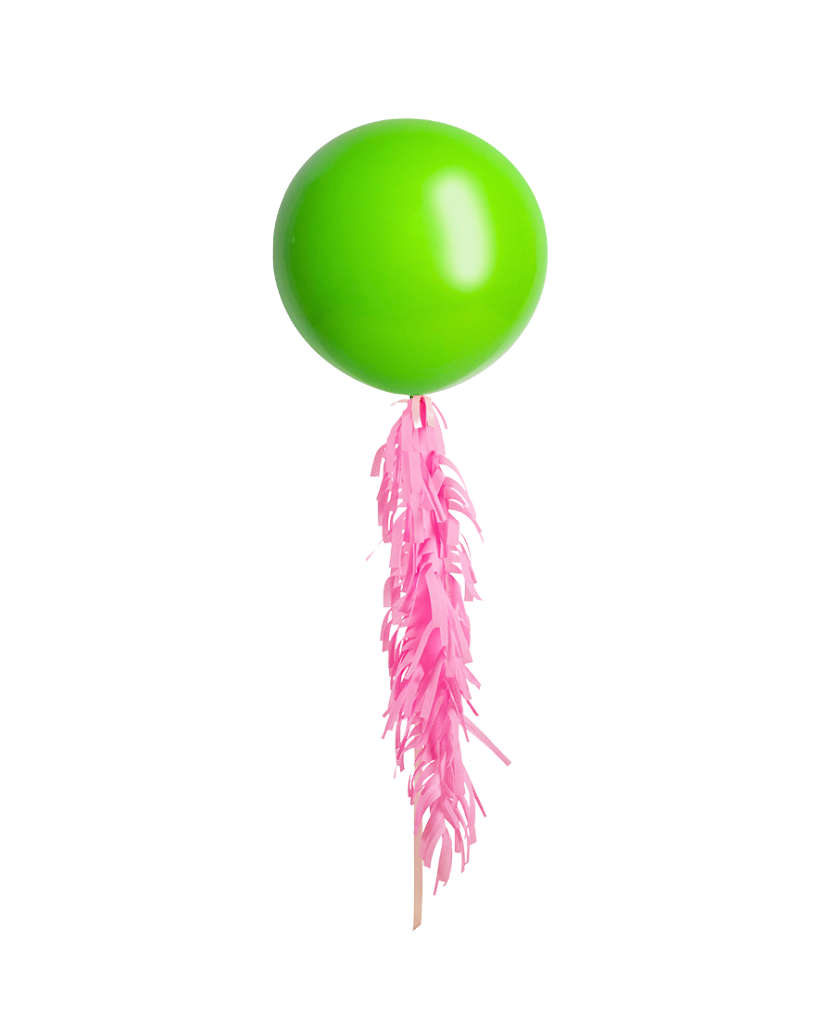 Lime Green Jumbo Balloon and Fringe Filled with Helium
