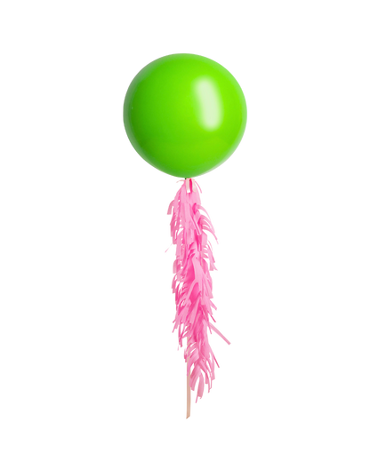 Lime Green Jumbo Balloon and Fringe Filled with Helium