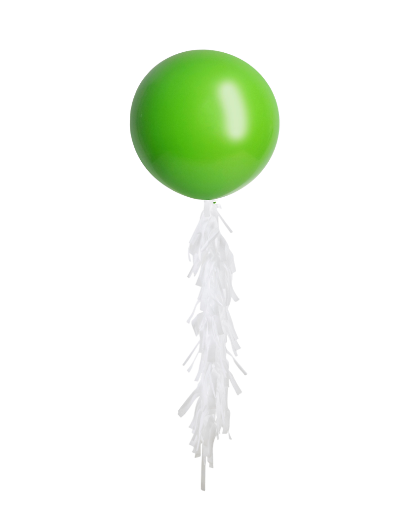 Lime Green Jumbo Balloon and Fringe Filled with Helium