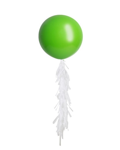Lime Green Jumbo Balloon and Fringe Filled with Helium