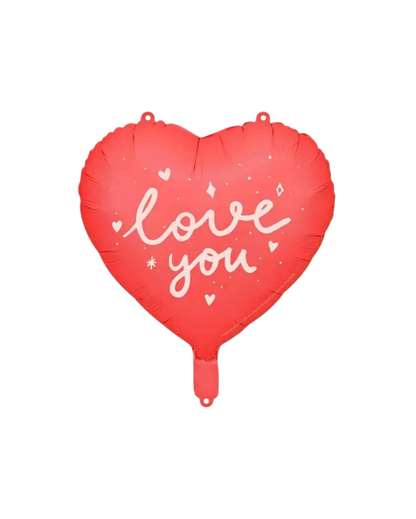 Love You Heart Foil Balloon Filled with Helium