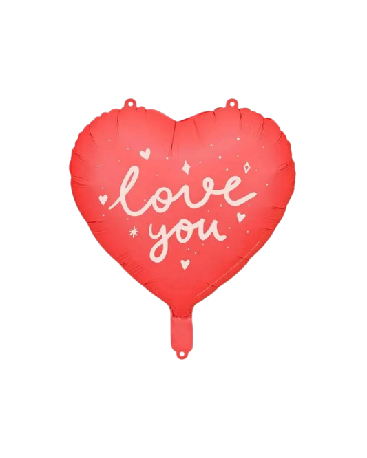 Love You Heart Foil Balloon Filled with Helium