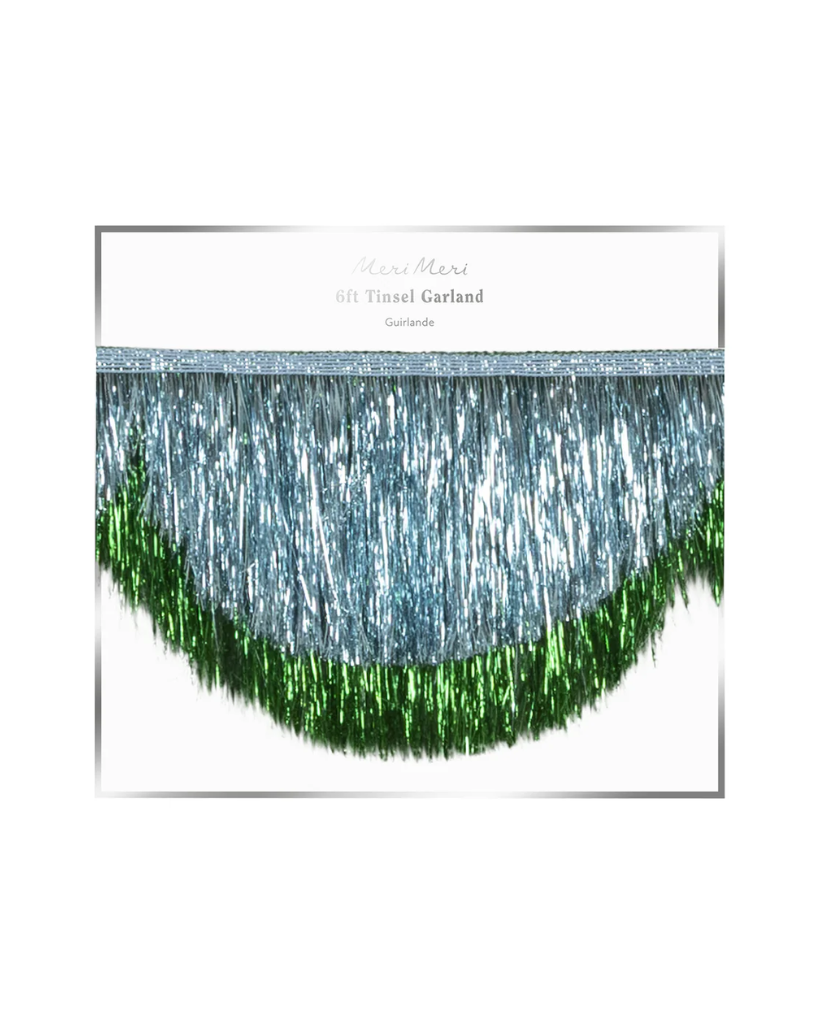 Green and blue tinsel garland boxed meri meri
