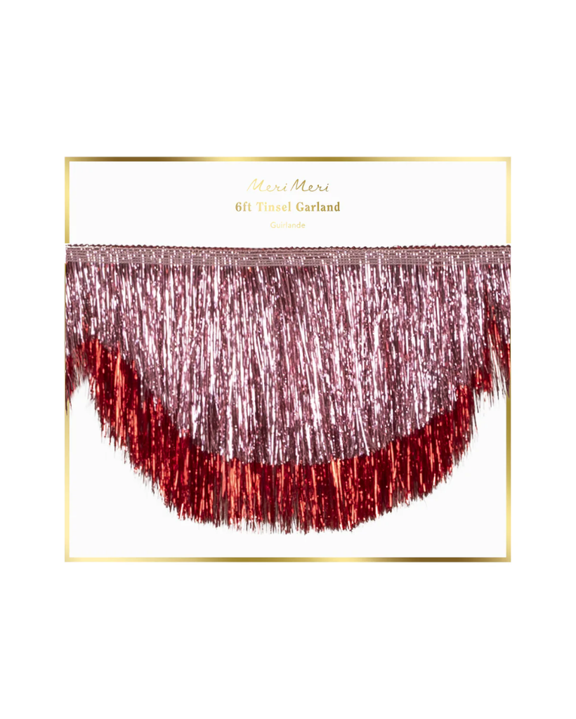 Boxed Meri Meri Red  and pink tinsel garland 