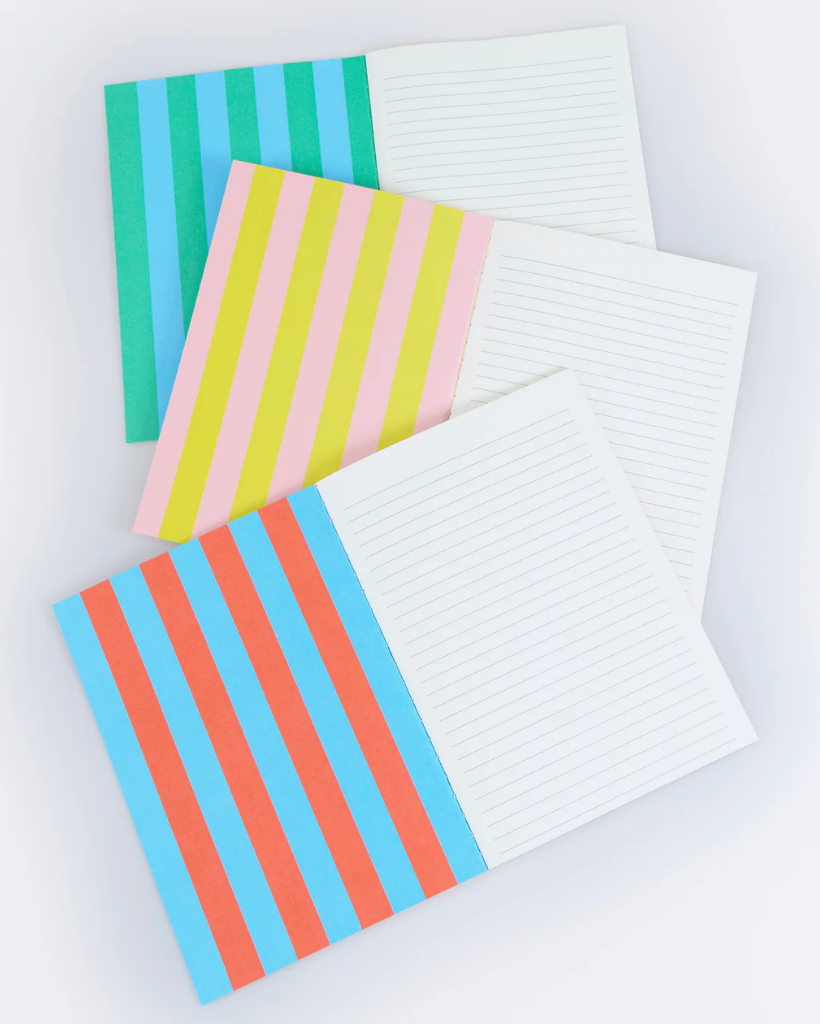Striped Softcover Notebook Set of 3