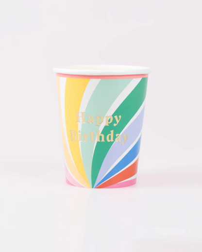 Rainbow Swirl Happy Birthday Cups