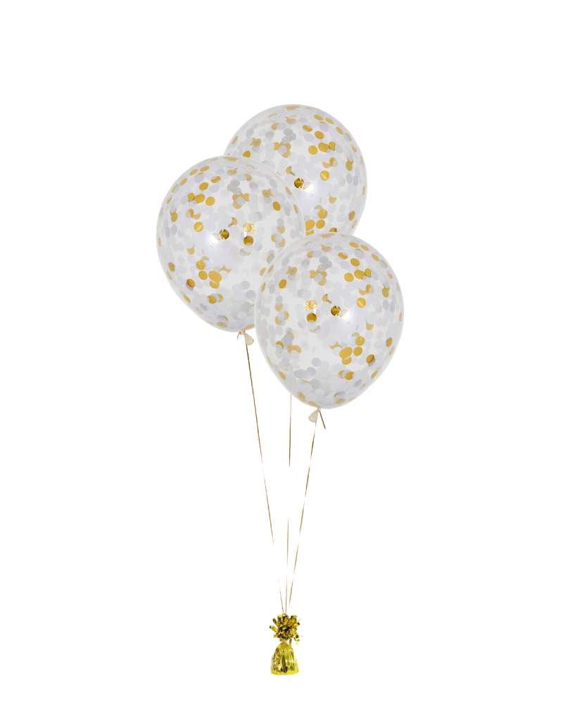 3 Flat Metallic Standard Confetti Balloons