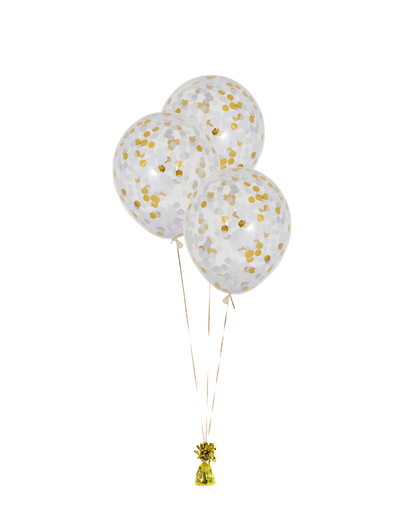 3 Flat Metallic Standard Confetti Balloons