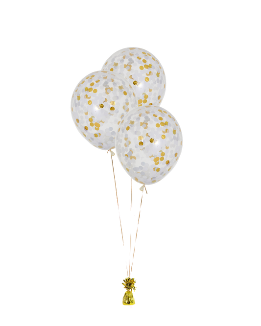 3 Flat Metallic Standard Confetti Balloons