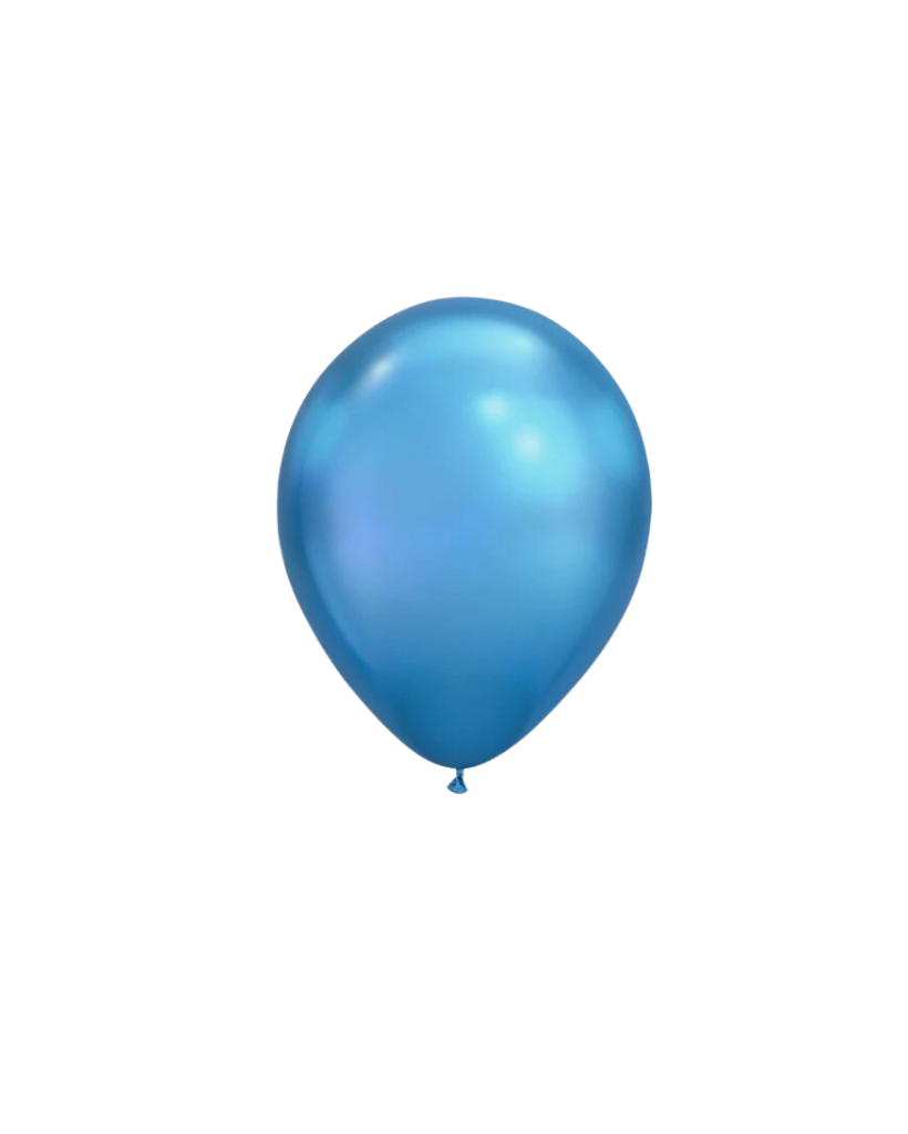 5 Flat Chrome Blue Mini Balloons