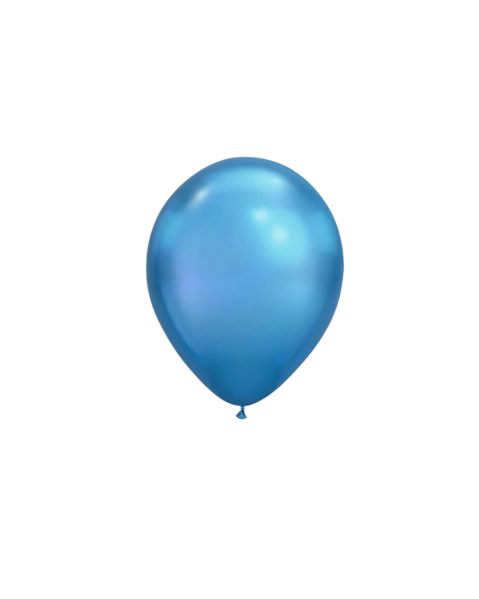 5 Flat Chrome Blue Mini Balloons