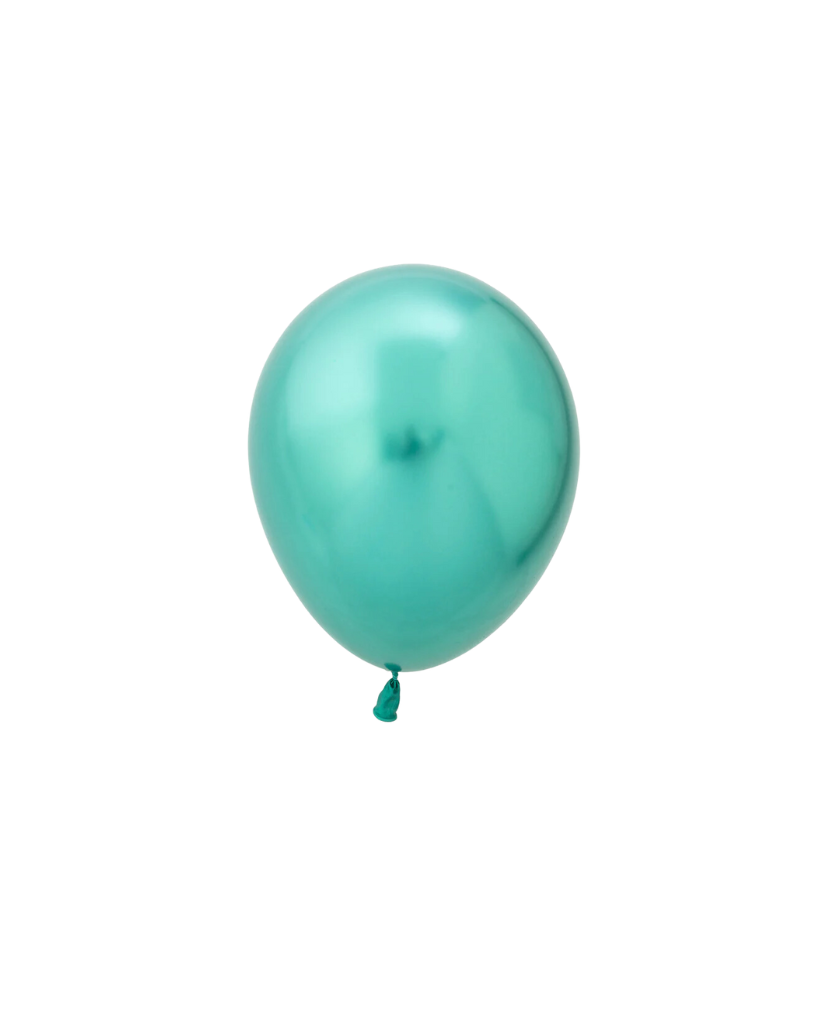 5 Flat Chrome Green Mini Balloons