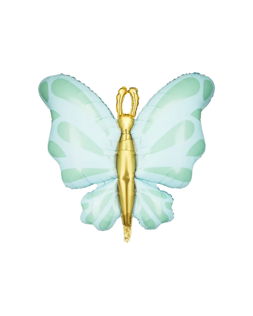 Butterfly-shaped object with gold center on a white background