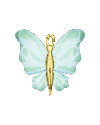 Butterfly-shaped object with gold center on a white background