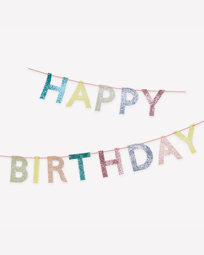 Mixed Glitter Happy Birthday Garland