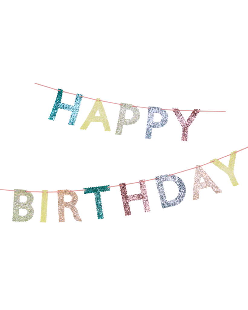 Mixed Glitter Happy Birthday Garland