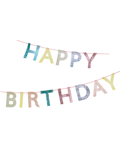 Mixed Glitter Happy Birthday Garland