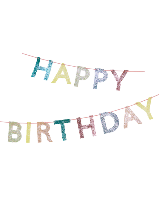 Mixed Glitter Happy Birthday Garland