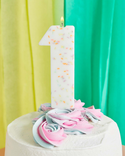 White Sprinkle Number Candles