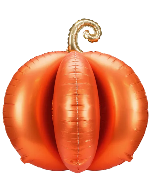 Orange pumpkin-shaped balloon with a gold stem for halloween decorations