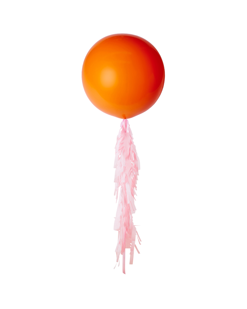 Orange Jumbo Balloon and Fringe Filled with Helium