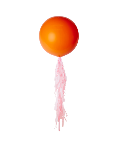 Orange Jumbo Balloon and Fringe Filled with Helium