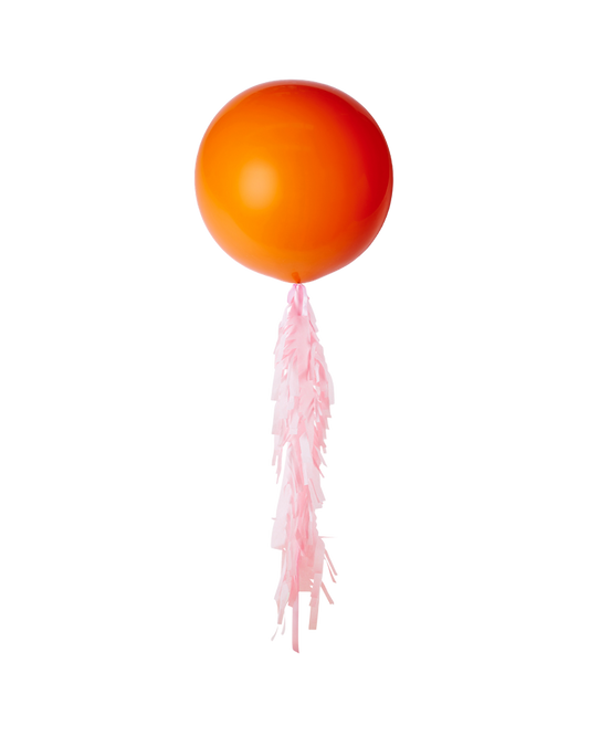 Orange Jumbo Balloon and Fringe Filled with Helium