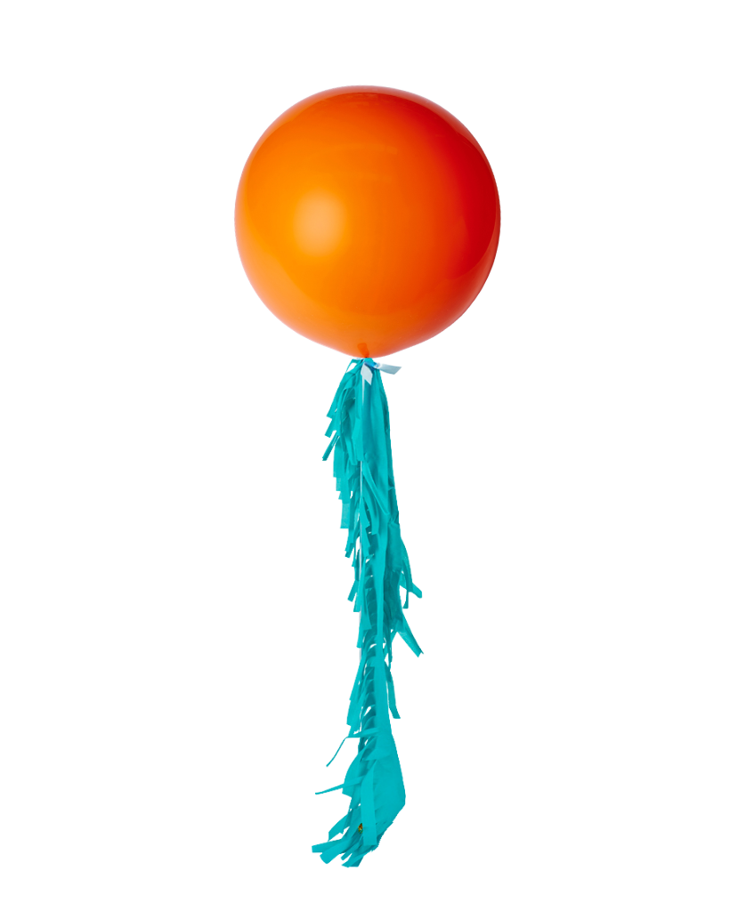 Orange Jumbo Balloon and Fringe Filled with Helium
