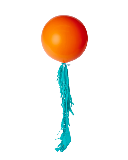Orange Jumbo Balloon and Fringe Filled with Helium