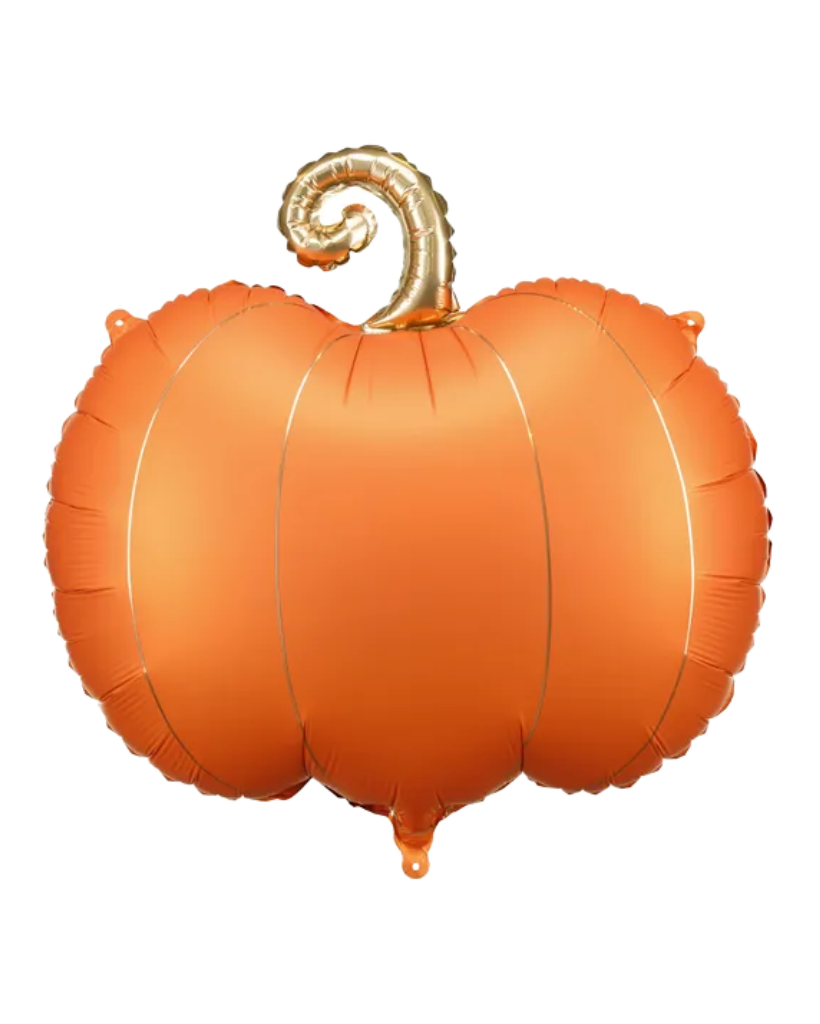 Orange pumpkin-shaped balloon with a gold stem