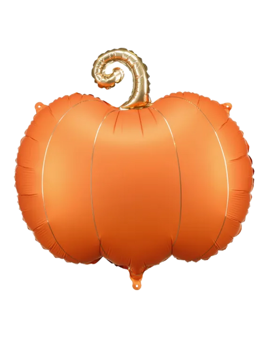 Orange pumpkin-shaped balloon with a gold stem