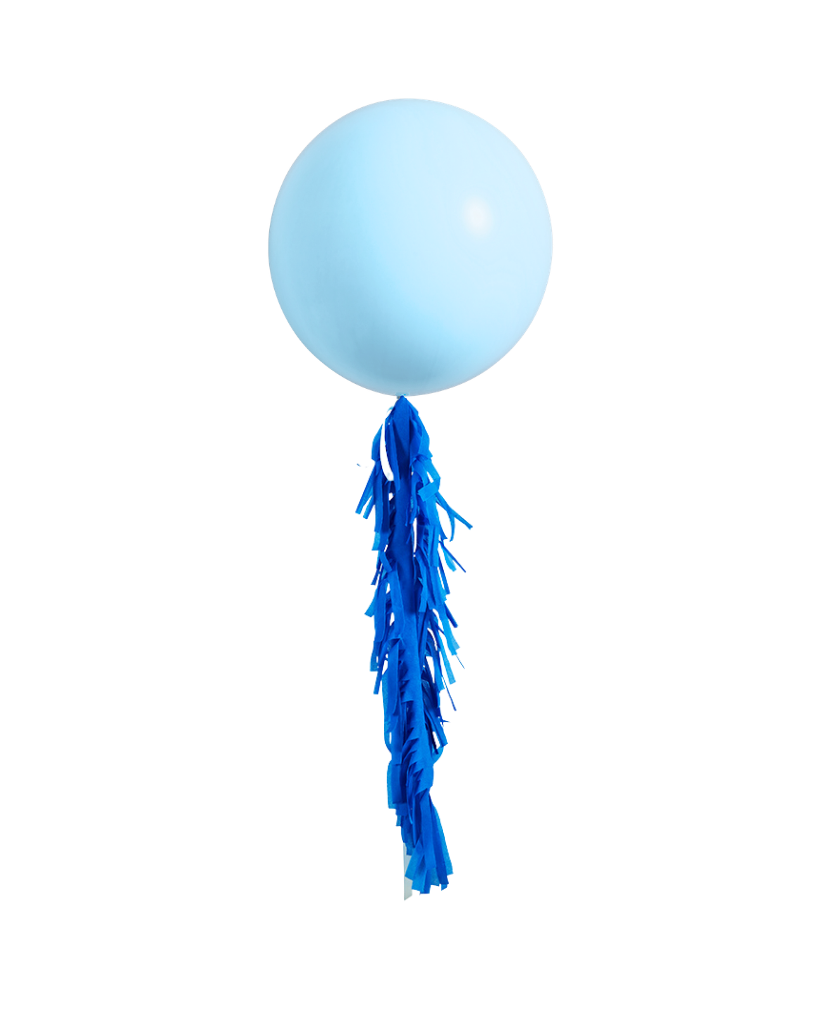 Pastel Matte Blue Jumbo Balloon and Fringe Filled with Helium