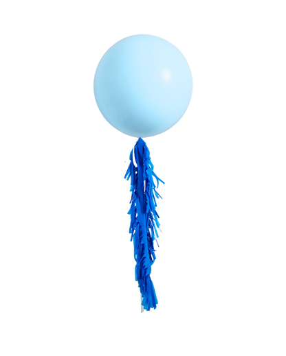Pastel Matte Blue Jumbo Balloon and Fringe Filled with Helium