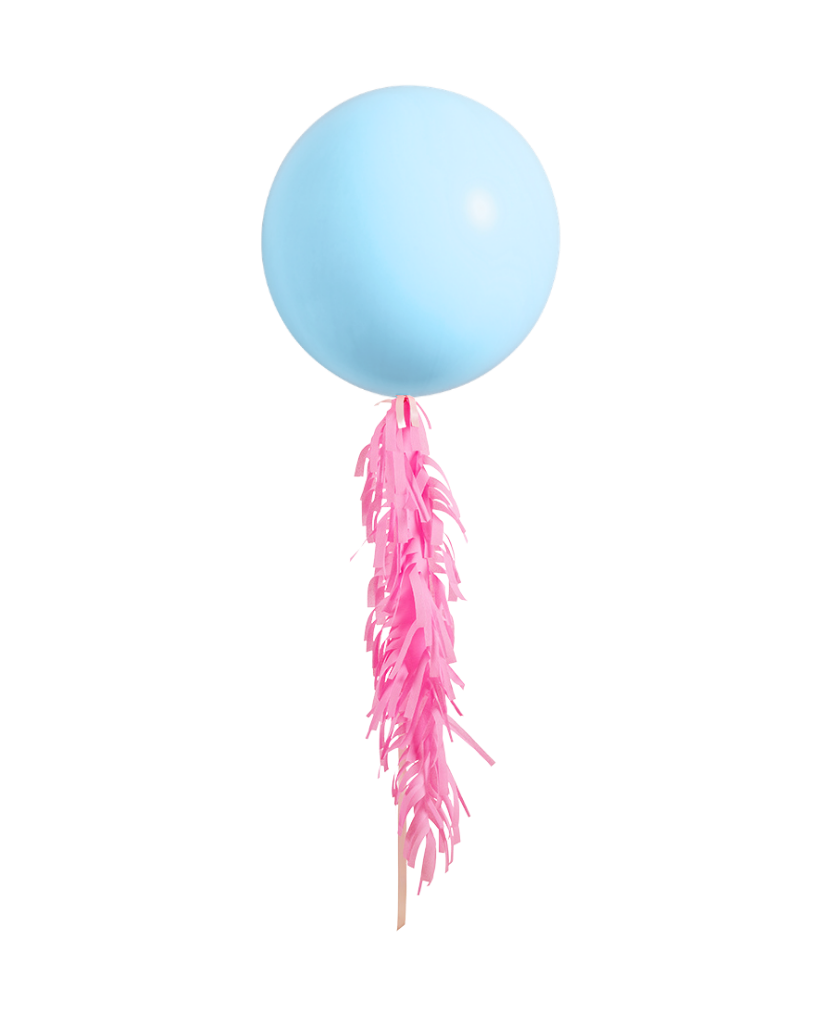 Pastel Matte Blue Jumbo Balloon and Fringe Filled with Helium