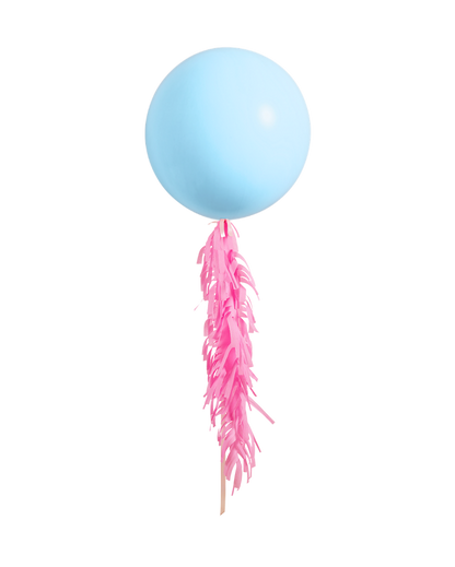 Pastel Matte Blue Jumbo Balloon and Fringe Filled with Helium