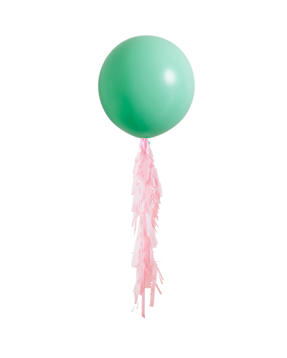 Pastel Matte Green Jumbo Balloon and Fringe Filled with Helium