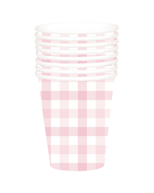 Pastel Pink Gingham Paper Cups