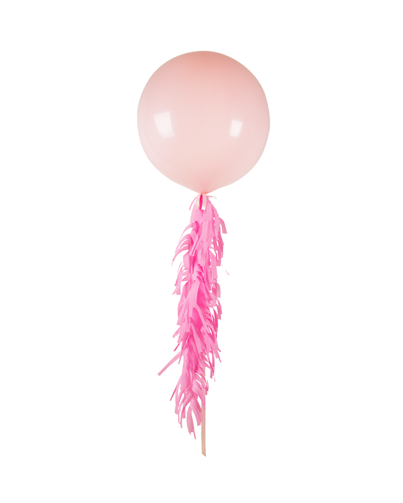 Pastel Matte Pink Jumbo Balloon and Fringe Filled with Helium