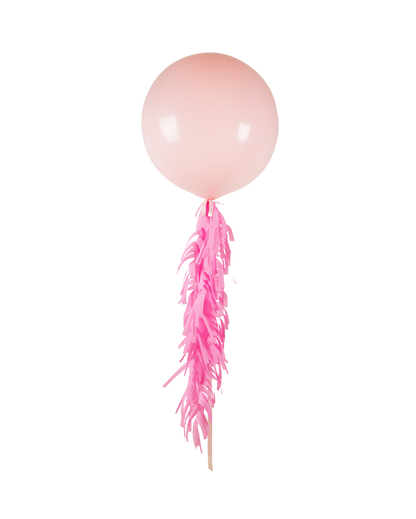 Pastel Matte Pink Jumbo Balloon and Fringe Filled with Helium