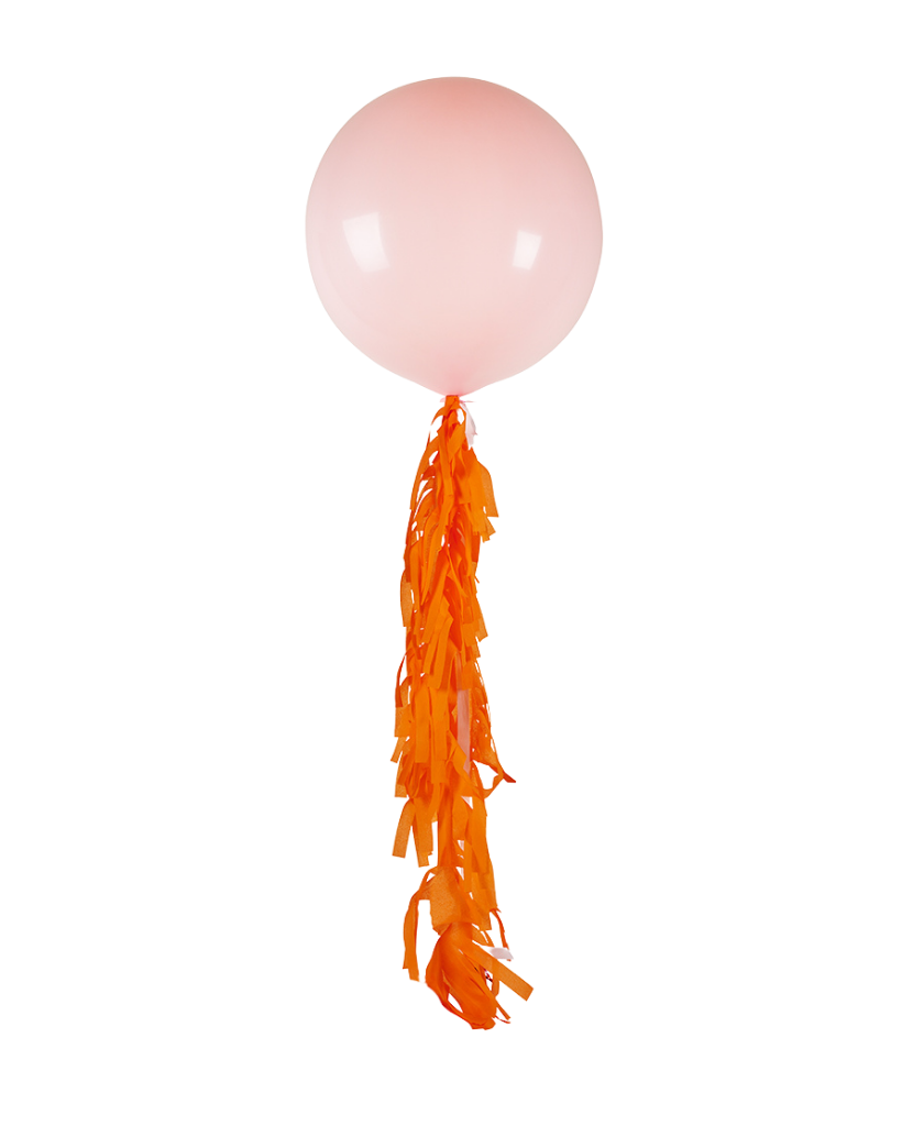 Pastel Matte Pink Jumbo Balloon and Fringe Filled with Helium