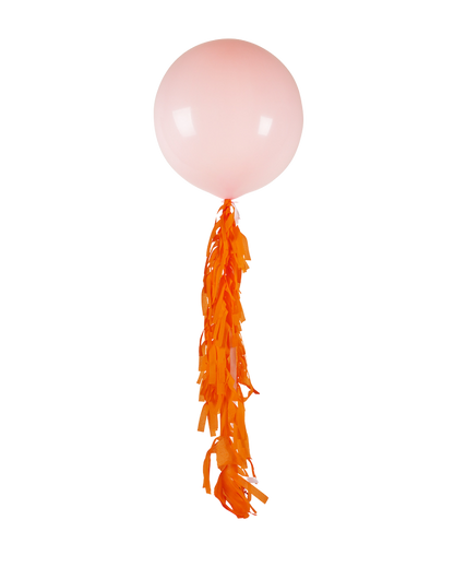 Pastel Matte Pink Jumbo Balloon and Fringe Filled with Helium