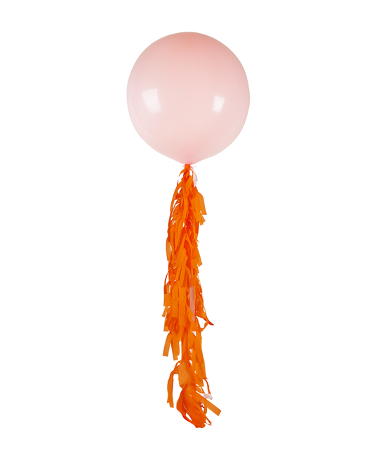 Pastel Matte Pink Jumbo Balloon and Fringe Filled with Helium