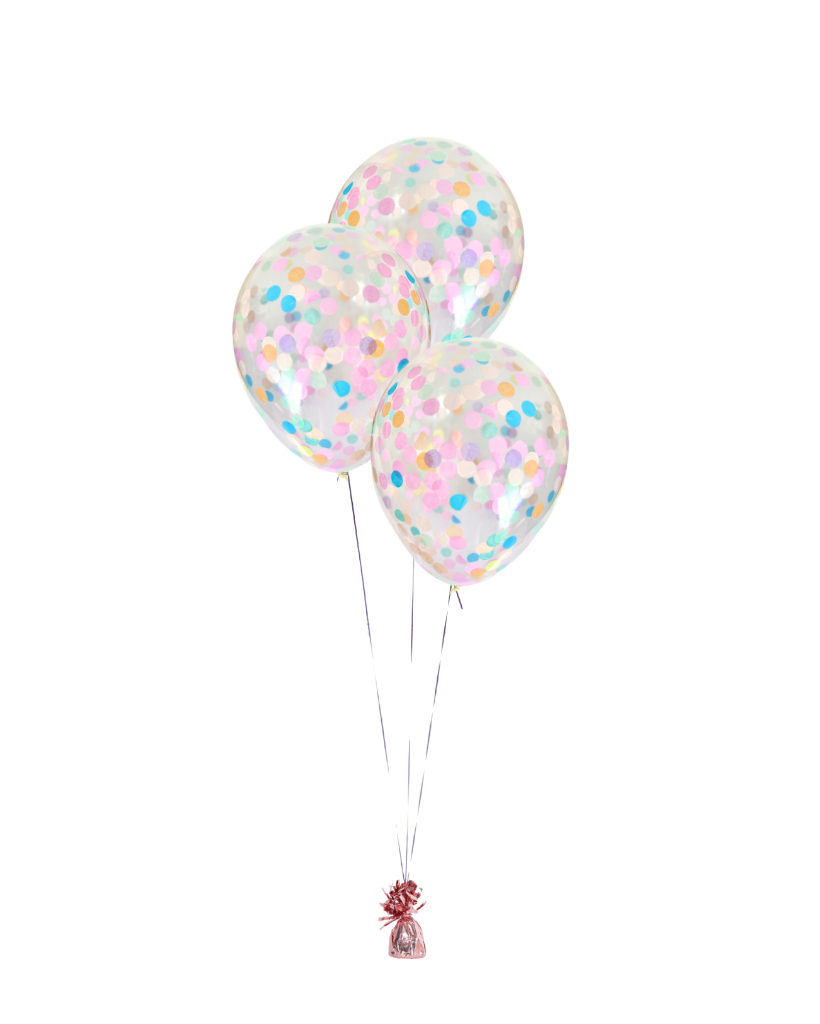 3 Flat Pastel Rainbow Standard Confetti Balloons