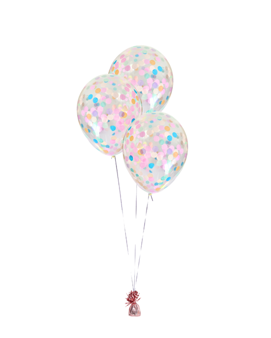 3 Flat Pastel Rainbow Standard Confetti Balloons