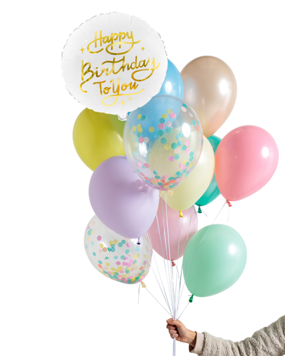 Pastel Rainbow Happy Birthday Set Filled with Helium