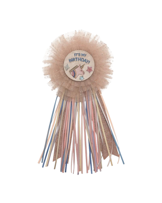 Unicorn It's My Birthday Rosette Badge