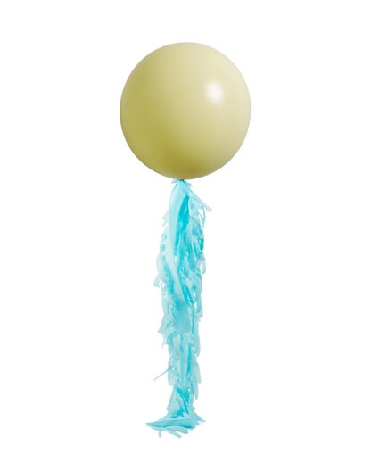 Pastel Matte Yellow Jumbo Balloon and Fringe Filled with Helium