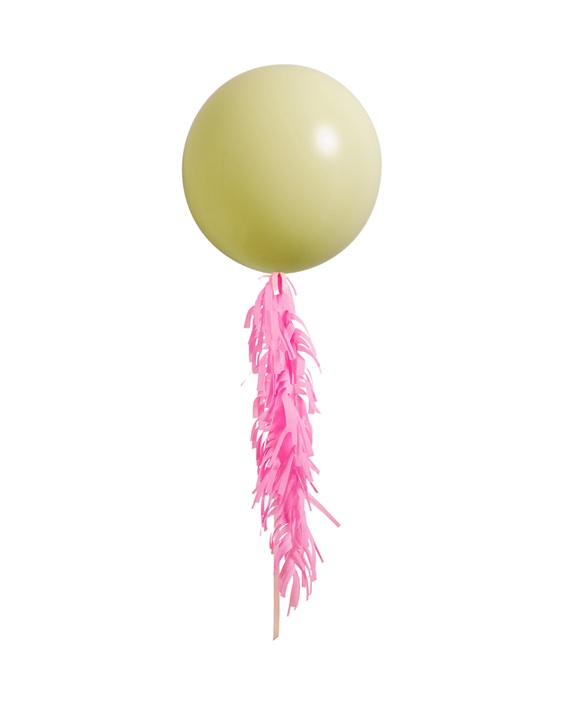 Pastel Matte Yellow Jumbo Balloon and Fringe Filled with Helium