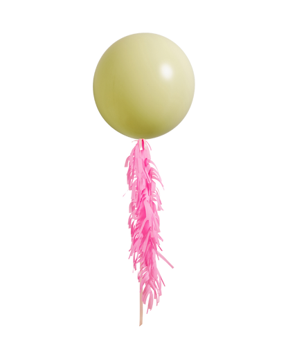 Pastel Matte Yellow Jumbo Balloon and Fringe Filled with Helium